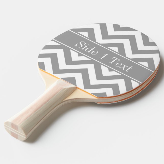 Raquette De Ping Pong Dk Grey Blanc LG Chevron Dk Grey Nom Monogramme (Devant Angle)
