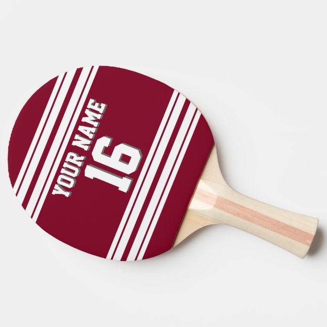 Raquette De Ping Pong do-it-yourself BG Burgundy WhtTeam Jersey Numéro p (Côté)