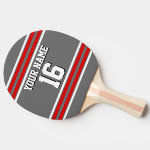 Raquette De Ping Pong do-it-yourself BG Gray Red Team Jersey Nom du numé