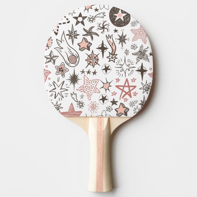 Raquette De Ping Pong Doodles cosmiques : Étoiles et comètes (Devant)