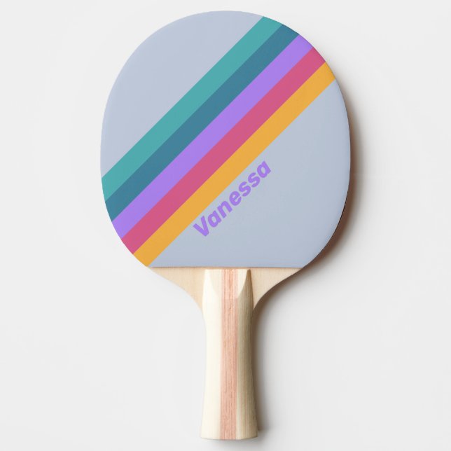 Raquette De Ping Pong Douce Rêve de Pensée Douce Rayée avec Nom (Devant)
