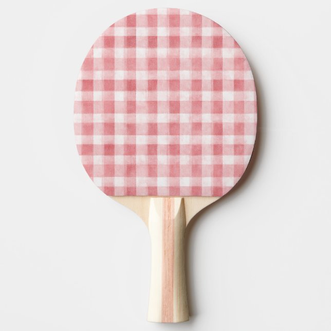 Raquette De Ping Pong Douces Rayures à Carreaux Roses Blanches Féminines (Devant)