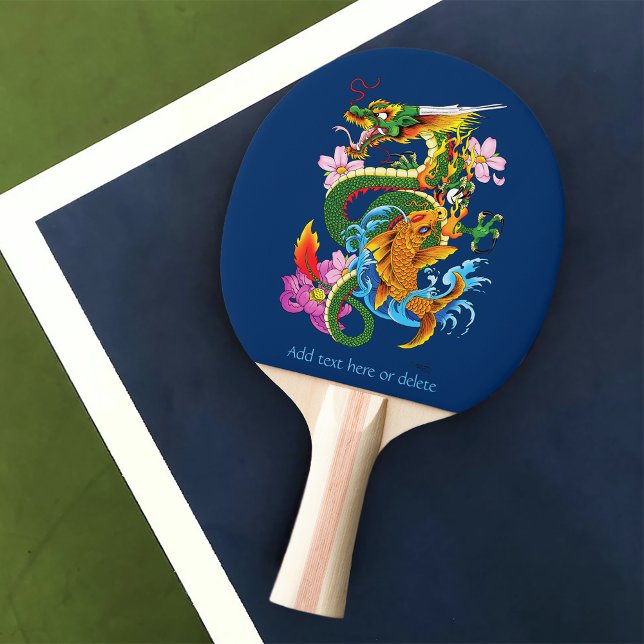 Raquette De Ping Pong Dragon chinois vert Koi (Créateur téléchargé)