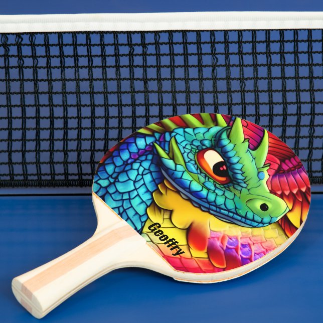 Raquette De Ping Pong Dragon de dessin coloré (Insitu)