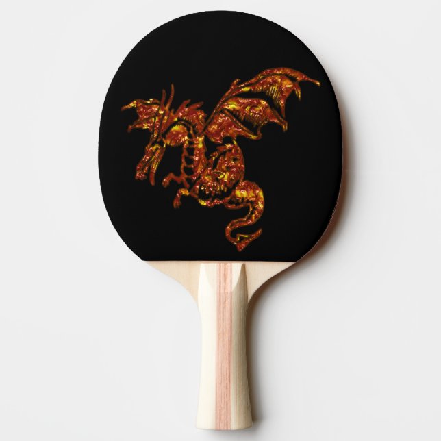 Raquette De Ping Pong Dragon flamboyant sur noir (Dos)