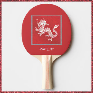 Raquette De Ping Pong Dragon rouge et blanc