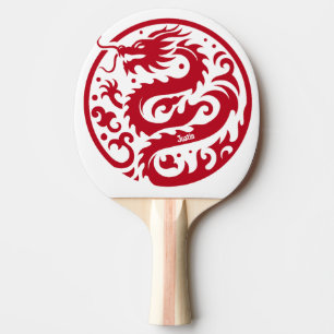 Raquette De Ping Pong Dragon Rouge et Blanc Personnalisé