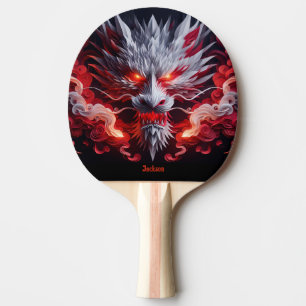 Raquette De Ping Pong Dragon Rouge Personnalisé qui Souffle du Feu
