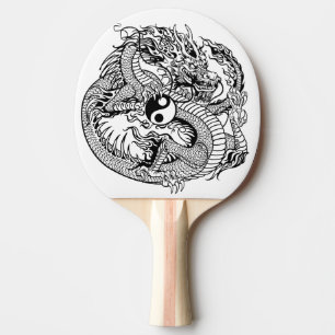 Raquette De Ping Pong dragon tenant yin yang