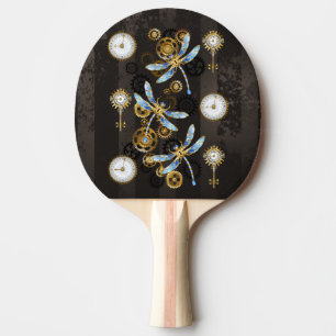 Raquette De Ping Pong Dragonflies de Steampunk sur arrière - plan rayé b