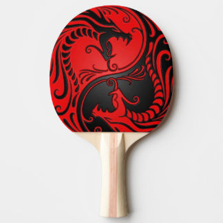 Raquette De Ping Pong Dragons rouges et noirs de Yin Yang