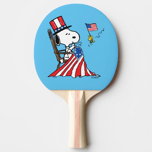 Raquette De Ping Pong Drapeau 4 juillet à coudre Snoopy (Devant)