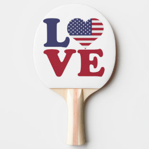 Raquette De Ping Pong Drapeau américain amour patriotique