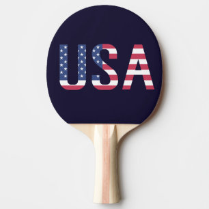 Raquette De Ping Pong Drapeau américain des textes des Etats-Unis sur l