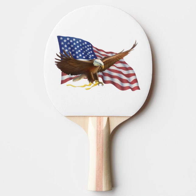 Raquette De Ping Pong Drapeau américain et aigle (Devant)