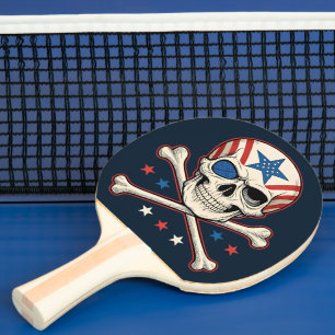 Raquette De Ping Pong Drapeau américain Patriotique Skull and Crossbones