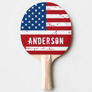 Raquette De Ping Pong Drapeau Américain Personnalisé Étoiles Patrioti