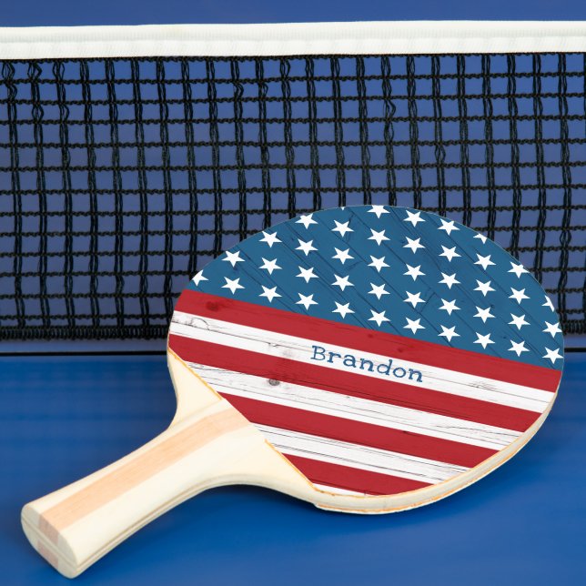 Raquette De Ping Pong Drapeau américain Stars Stripes Patriotique Rustiq (Insitu)
