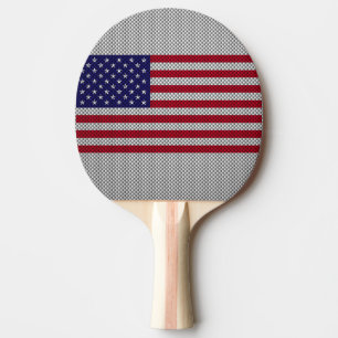 Raquette De Ping Pong Drapeau américain sur le décor de fibre de carbone