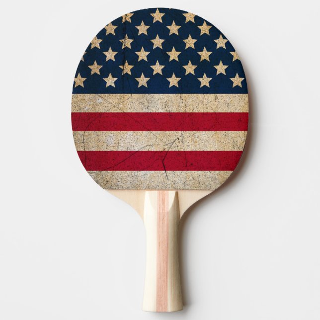 Raquette de ping pong drapeau américain vintage (Devant)