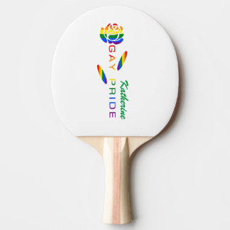 Raquette De Ping Pong Drapeau arc-en-ciel de la fierté rose personnalisé