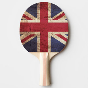 Raquette De Ping Pong Drapeau d'Angleterre sur le vieux grain de bois