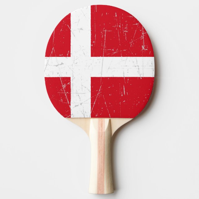 Raquette De Ping Pong Drapeau danois éraillé et rayé (Devant)