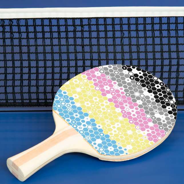 Raquette De Ping Pong Drapeau de fierté polygender abstrait géométrique  (Insitu)