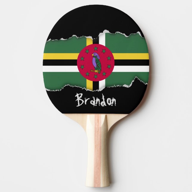 Raquette De Ping Pong Drapeau de la Dominique (Devant)