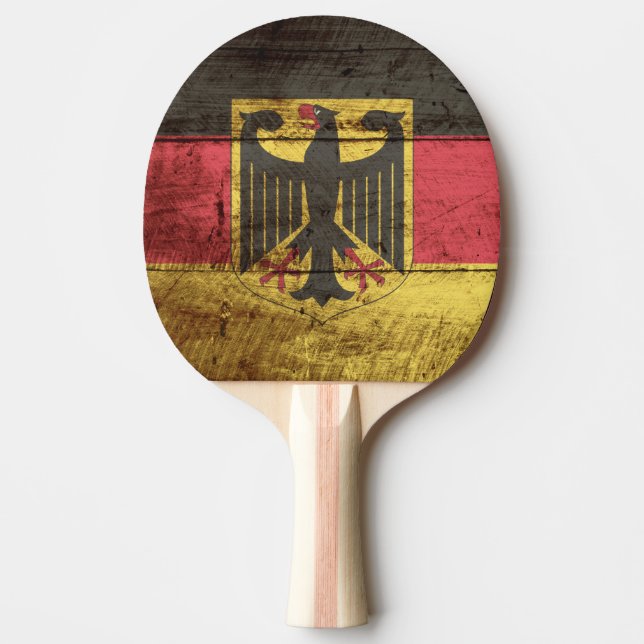 Raquette De Ping Pong Drapeau de l'Allemagne sur le vieux grain en bois (Devant)