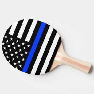 Raquette De Ping Pong Drapeau de police de la ligne bleue mince