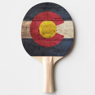 Raquette De Ping Pong Drapeau d'état du Colorado sur le vieux grain en
