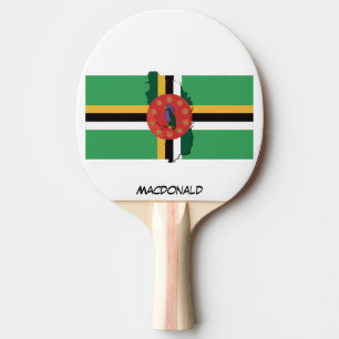 Raquette De Ping Pong DRAPEAU DOMINICA & CARTE Personnalisé