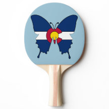 Drapeau du Colorado papillon ping pong paddle