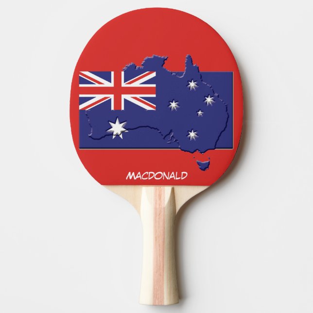 Raquette De Ping Pong DRAPEAU ET CARTE AUSTRALIE ROUGE personnalisé (Devant)