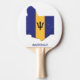 Raquette De Ping Pong DRAPEAU ET CARTE BARBADOS Personnalisé