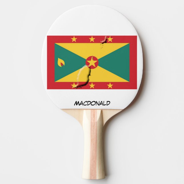 Raquette De Ping Pong DRAPEAU ET CARTE GRENADA Personnalisé (Devant)