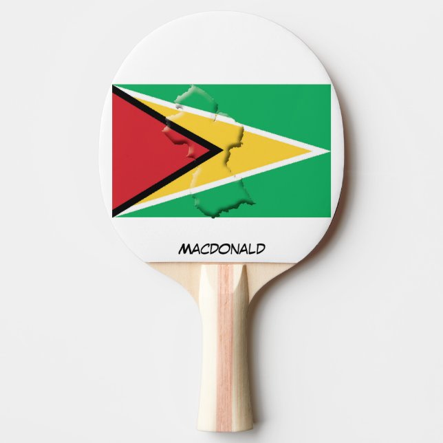 Raquette De Ping Pong DRAPEAU ET CARTE GUYANA Personnalisé (Devant)