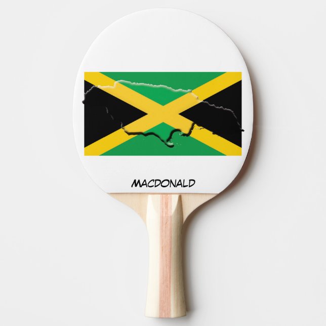Raquette De Ping Pong DRAPEAU ET CARTE JAMAICA Personnalisé (Devant)