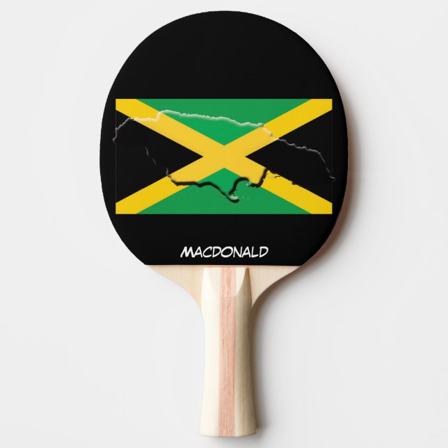 Raquette De Ping Pong DRAPEAU ET CARTE JAMAÏQUE NOIR personnalisé (Devant)