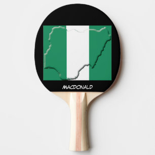 Raquette De Ping Pong DRAPEAU ET CARTE NIGERIA NOIR personnalisé