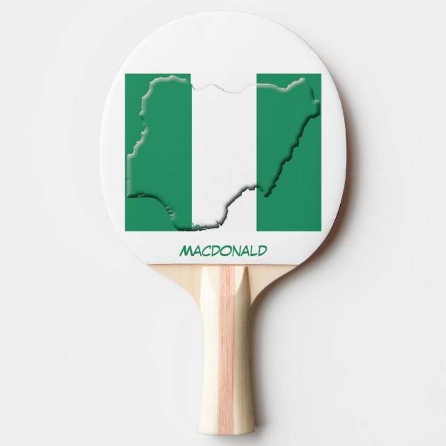 Raquette De Ping Pong DRAPEAU ET CARTE NIGERIA Personnalisé (Devant)