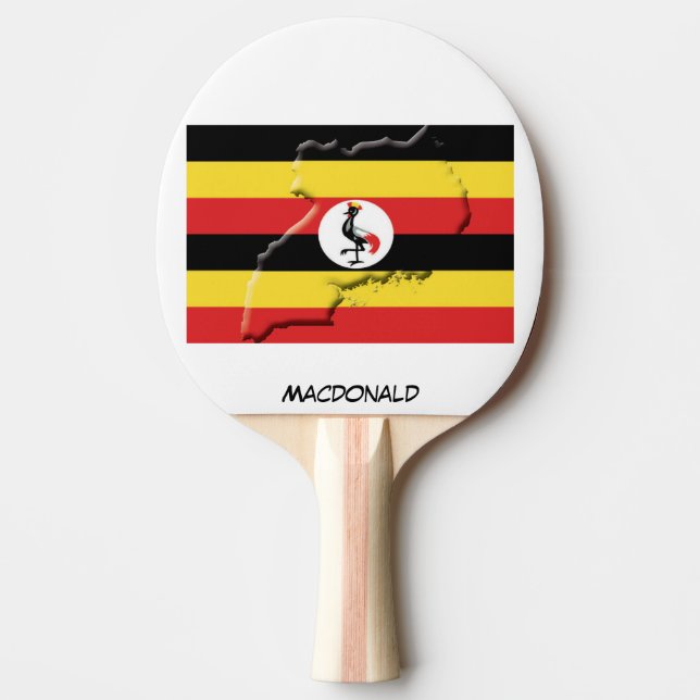 Raquette De Ping Pong DRAPEAU ET CARTE OUGANDA Personnalisé (Devant)