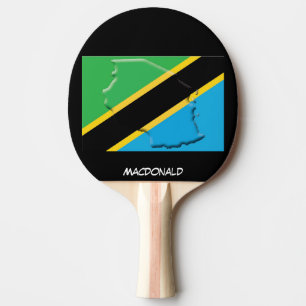 Raquette De Ping Pong DRAPEAU ET CARTE TANZANIE Noir personnalisé