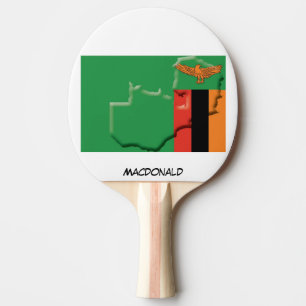 Raquette De Ping Pong DRAPEAU ET CARTE ZAMBIA Personnalisé