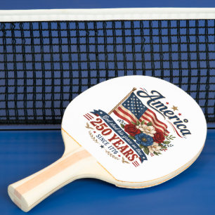 Raquette De Ping Pong Drapeau Floral 250 Ans d'Amérique