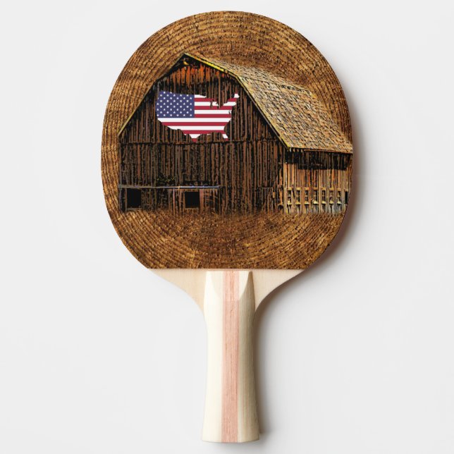 Raquette De Ping Pong Drapeau rustique américain (Devant)