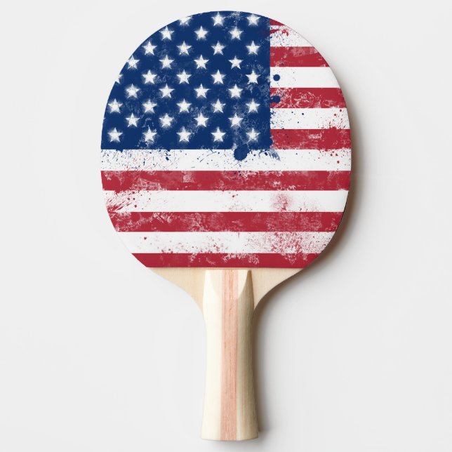 Raquette De Ping Pong Drapeau Splatter Peint USA (Devant)