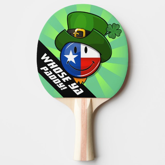 Raquette De Ping Pong Drapeau texan de sourire avec le jour de St (Devant)
