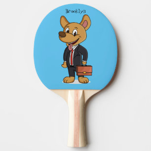 Raquette De Ping Pong Drôle chien en costume d'entreprise dessin animé